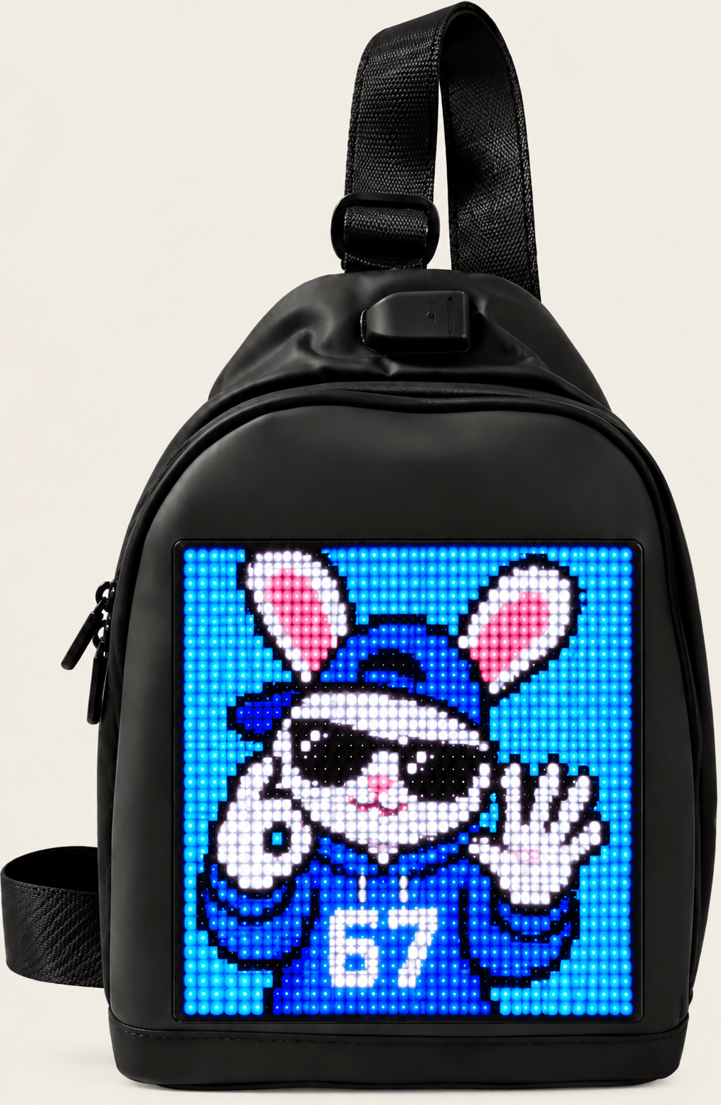 Sacoche bandoulière LED Messenger noire, écran couleur 64 x 64 pixels