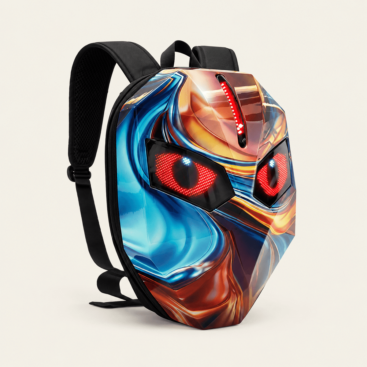 Sac à dos LED Rider iridescent, coque rigide à reflets colorés